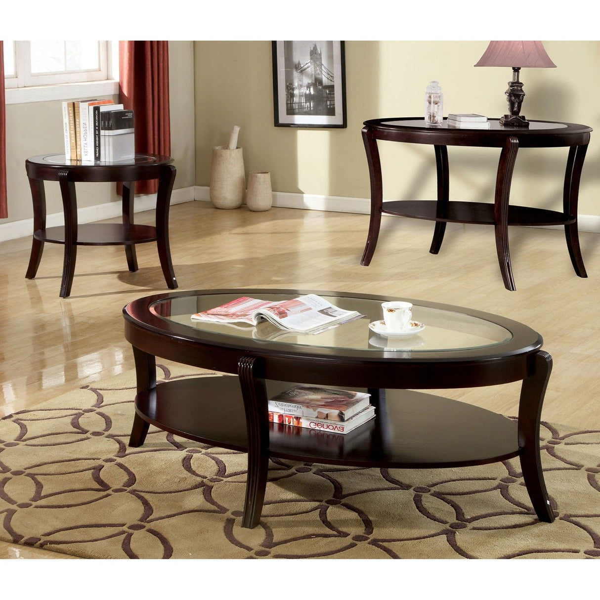 Contemporary Table With Open Lower Shelf