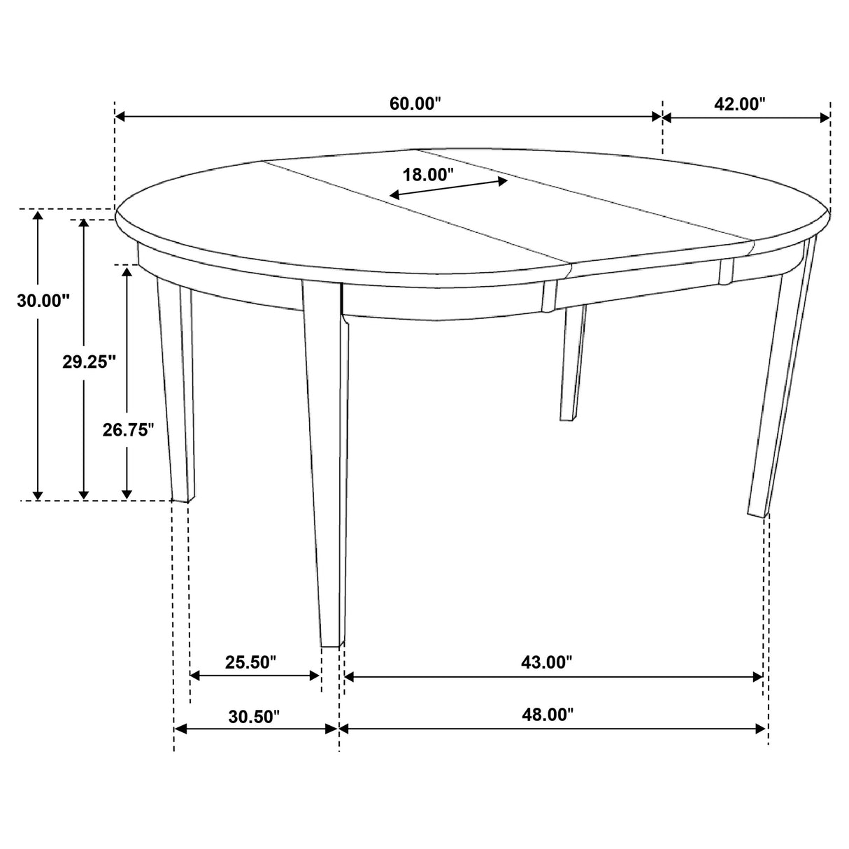 Gabriel Oval 60-inch Extension Dining Table, Cappuccino
