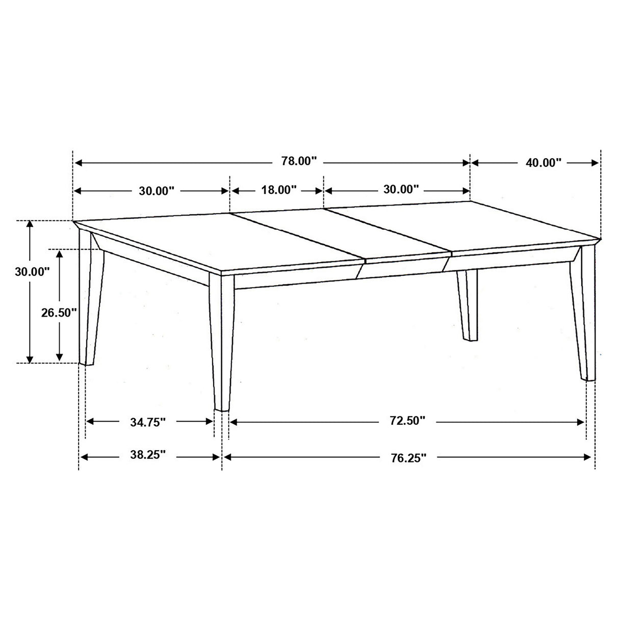 Louise Rectangular Extension Dining Table 78-inch Black