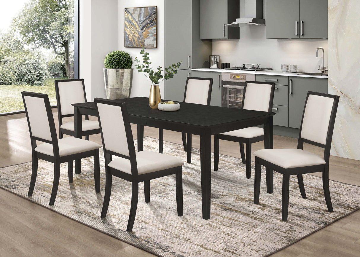 Louise Rectangular Extension Dining Table 78-inch Black