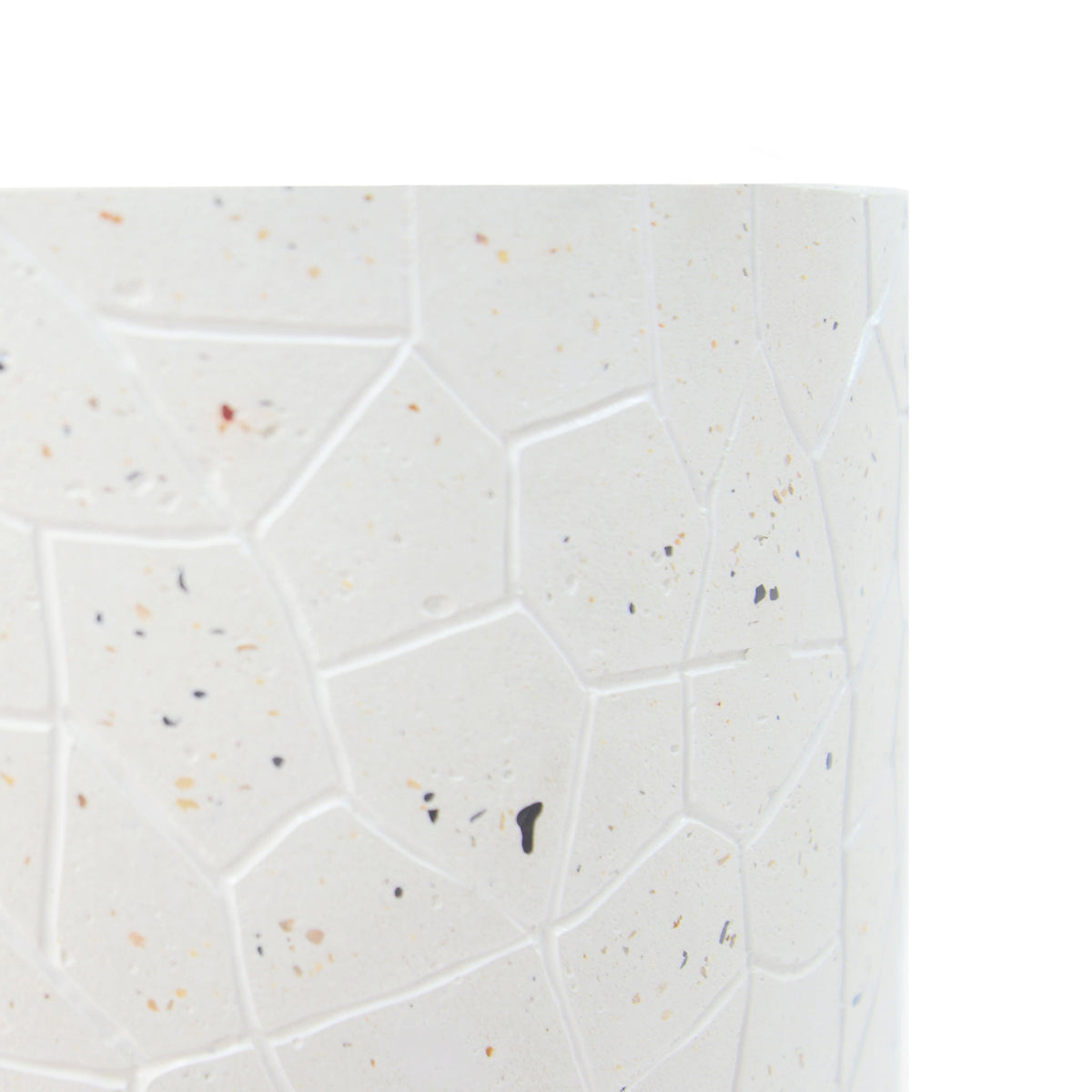 Outdoor Terrazzo Concrete Drum End Table, Living Room Accent Table - White Terrazzo