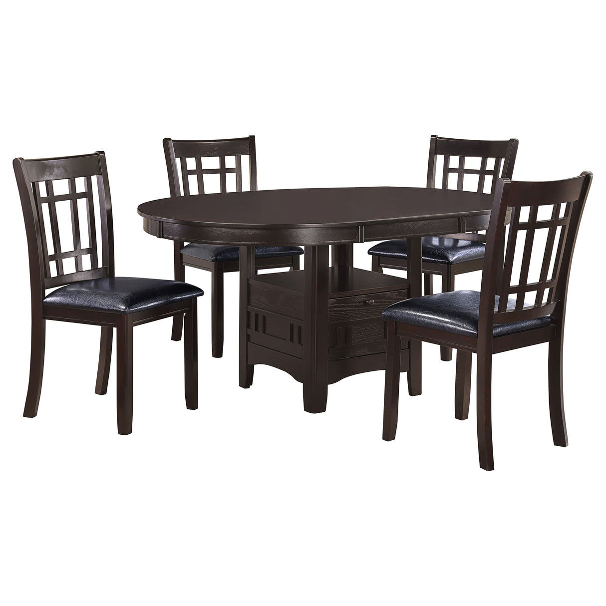 Lavon 5-Piece Oval Extension Dining Set, Espresso