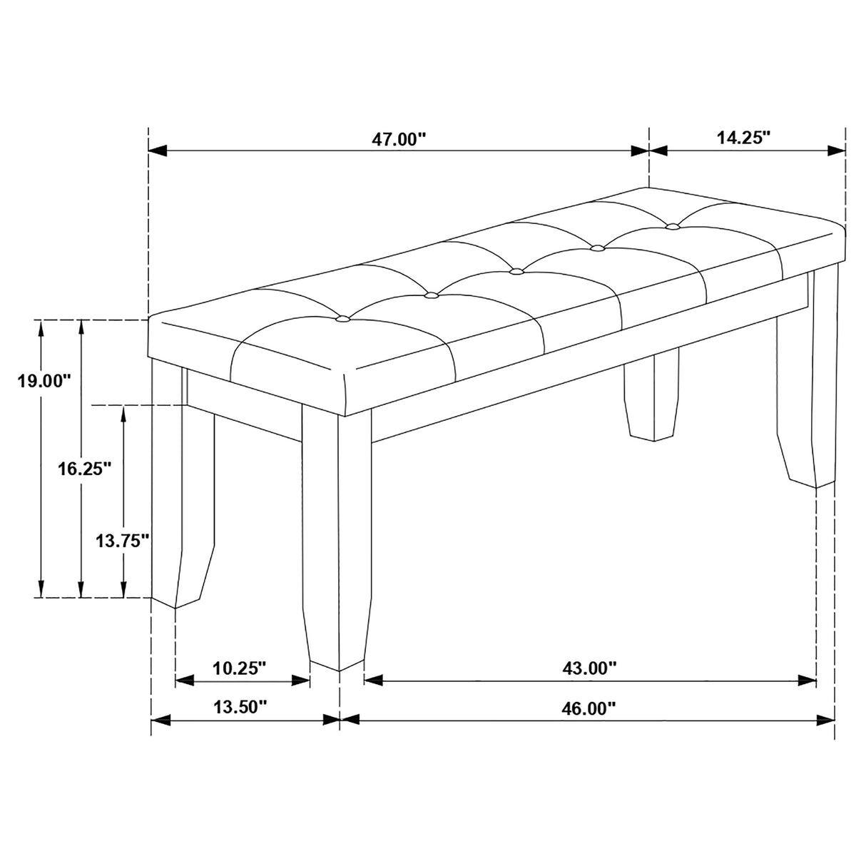 Dalila Leatherette Upholstered Dining Bench Cappuccino