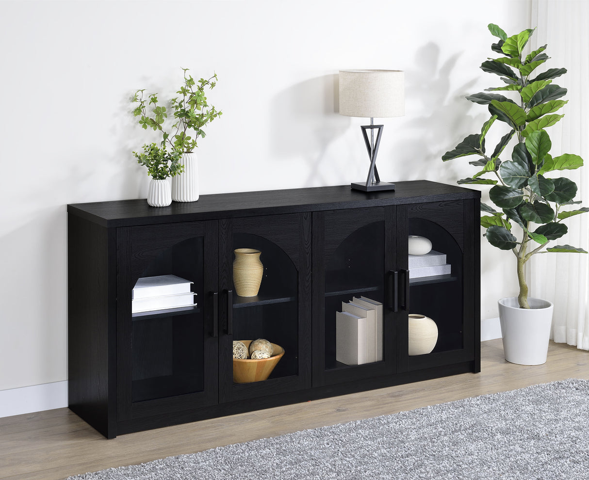 Riva 4-Door Dining Sideboard Buffet in Black