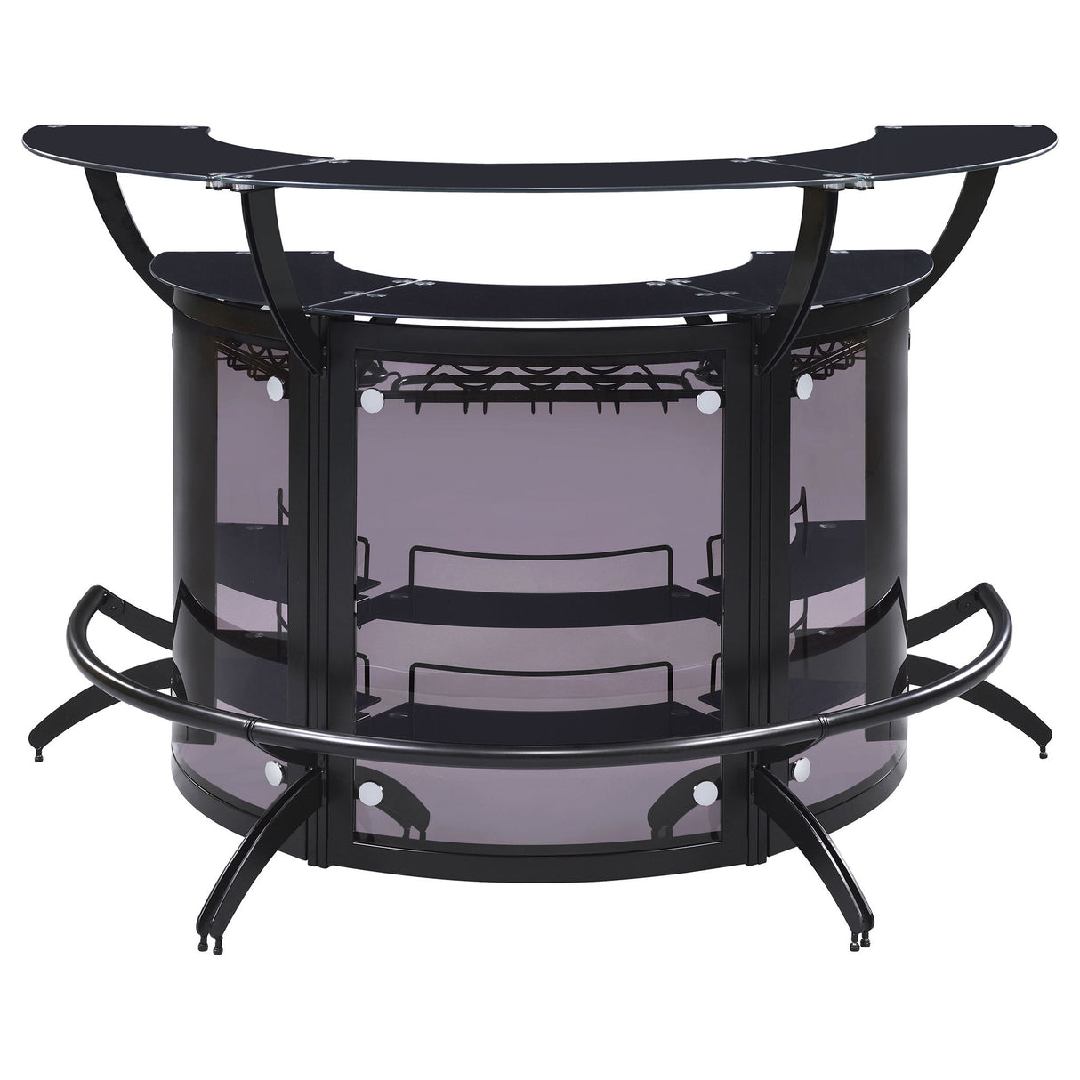 Elaina - 3 Piece Curved Freestanding Home Bar - Black