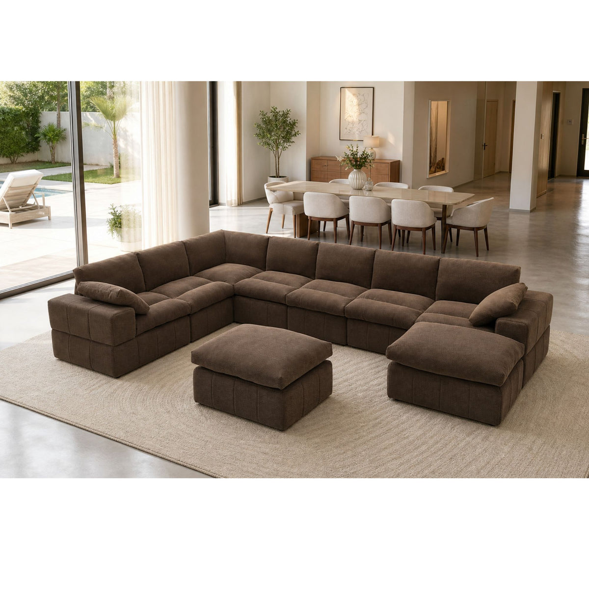 Sectional, Large Arms, Toss Pillows Included
