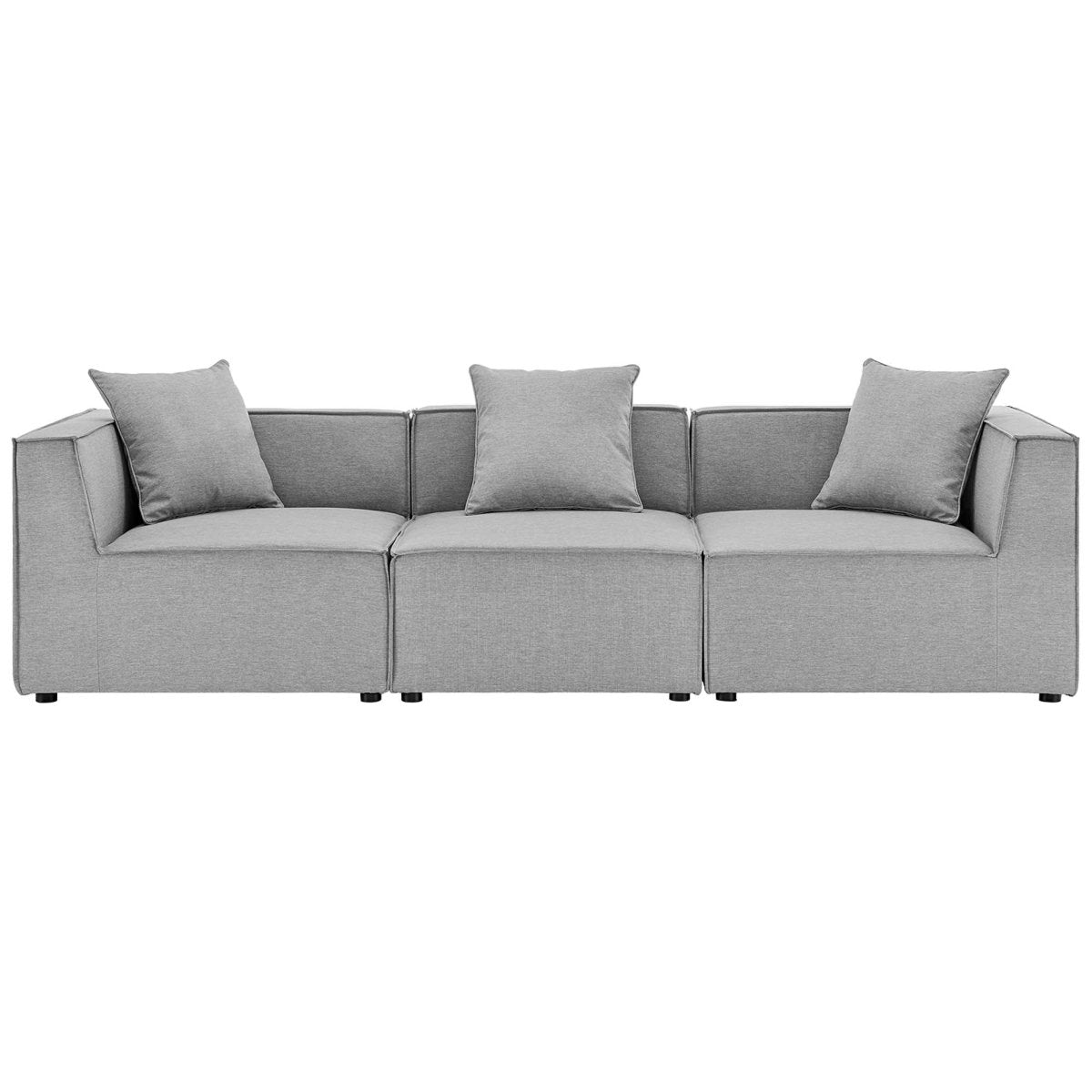 104" Gray 3-Piece Outdoor Patio Upholstered Sectional Sofa - Outdoor - Alpine Outlets