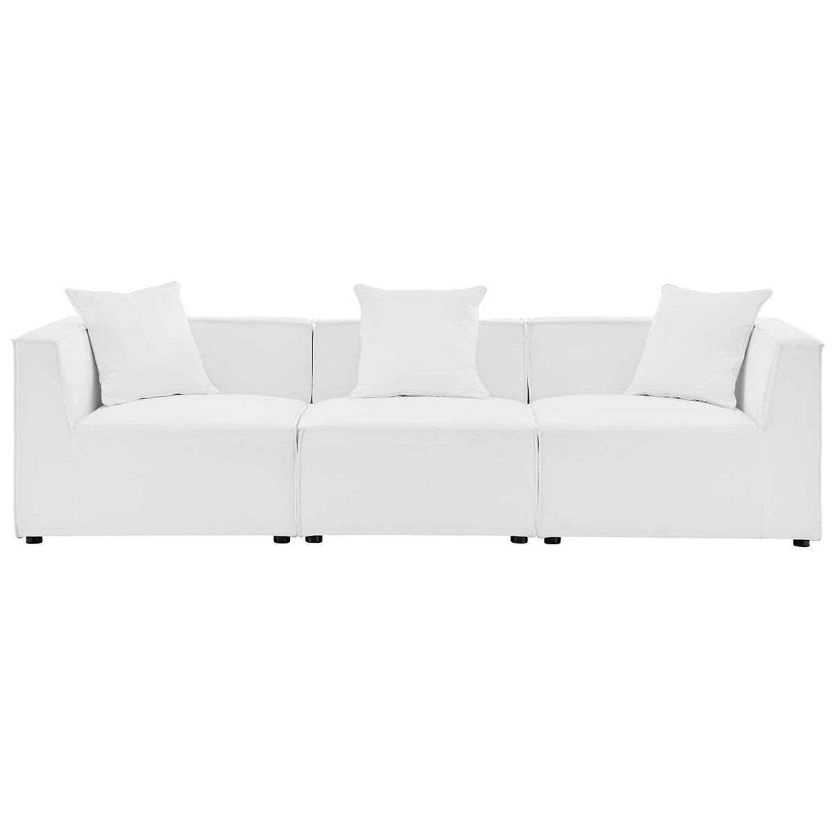 104" White 3-Piece Outdoor Patio Upholstered Sectional Sofa - Outdoor - Alpine Outlets