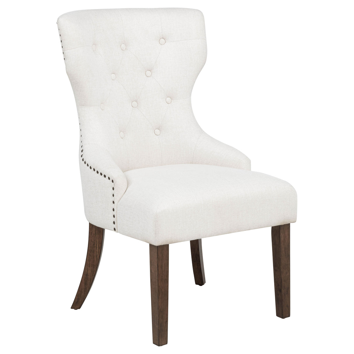 Baney Fabric Upholstered Dining Side Chair Cream/Dark Oak