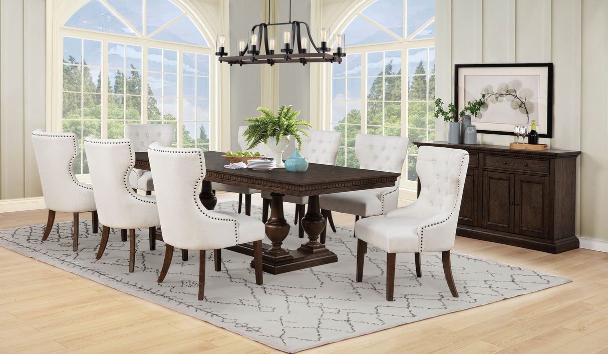 Baney Fabric Upholstered Dining Side Chair Cream/Dark Oak