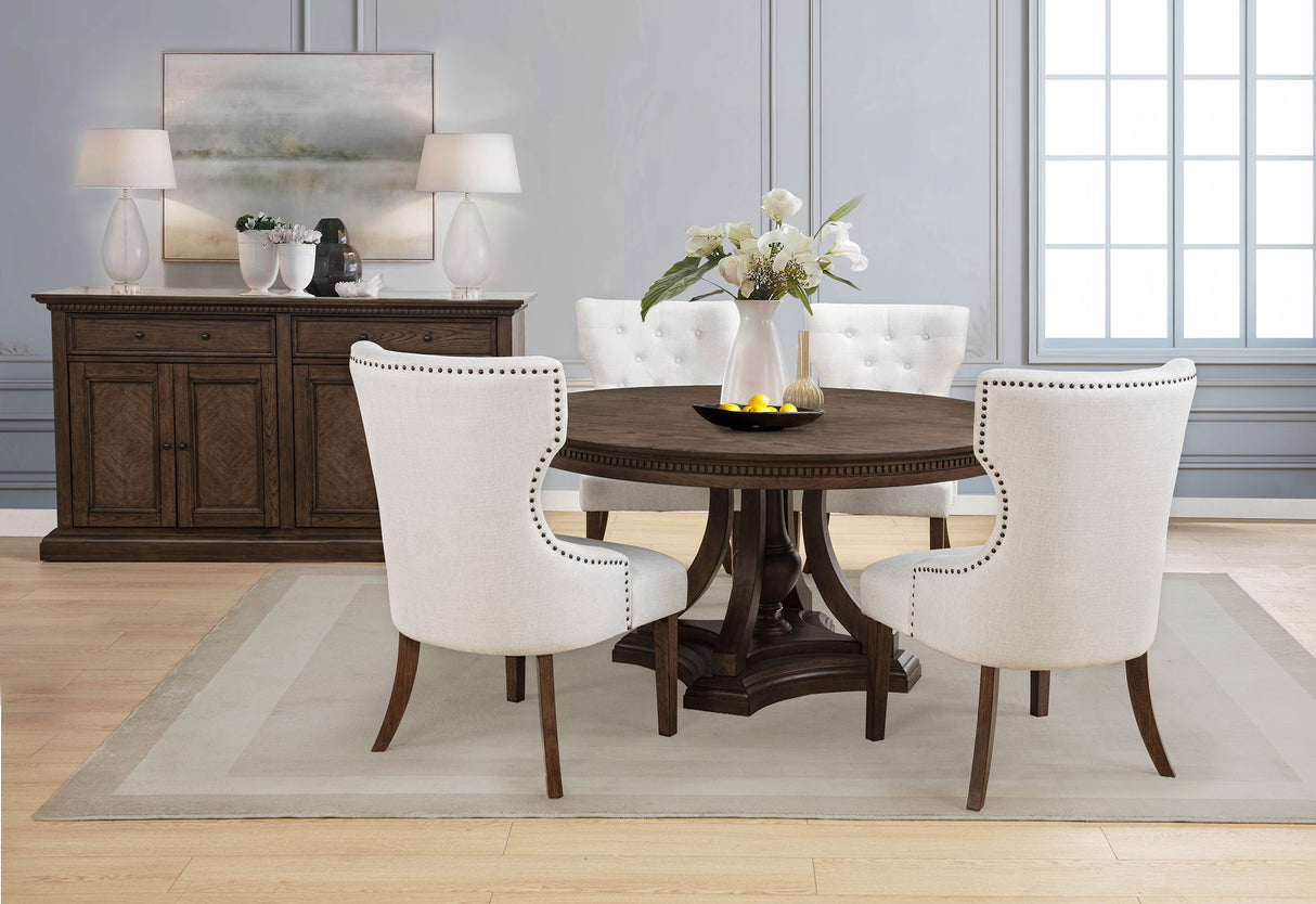 Baney Fabric Upholstered Dining Side Chair Cream/Dark Oak
