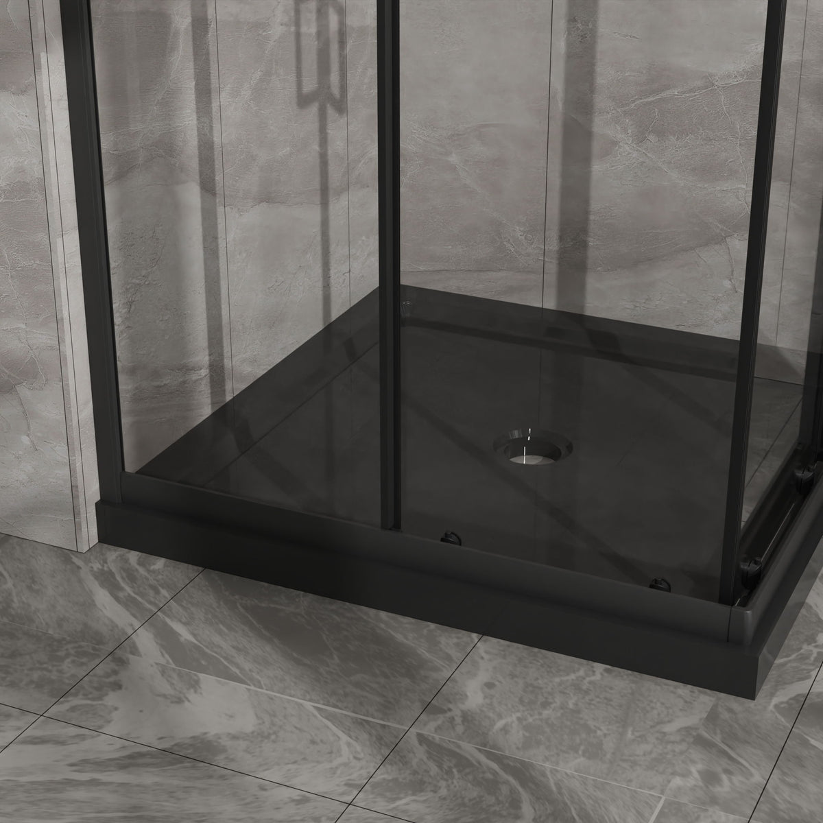 Corner Shower Enclosure, Double Sliding Door & Shower Base