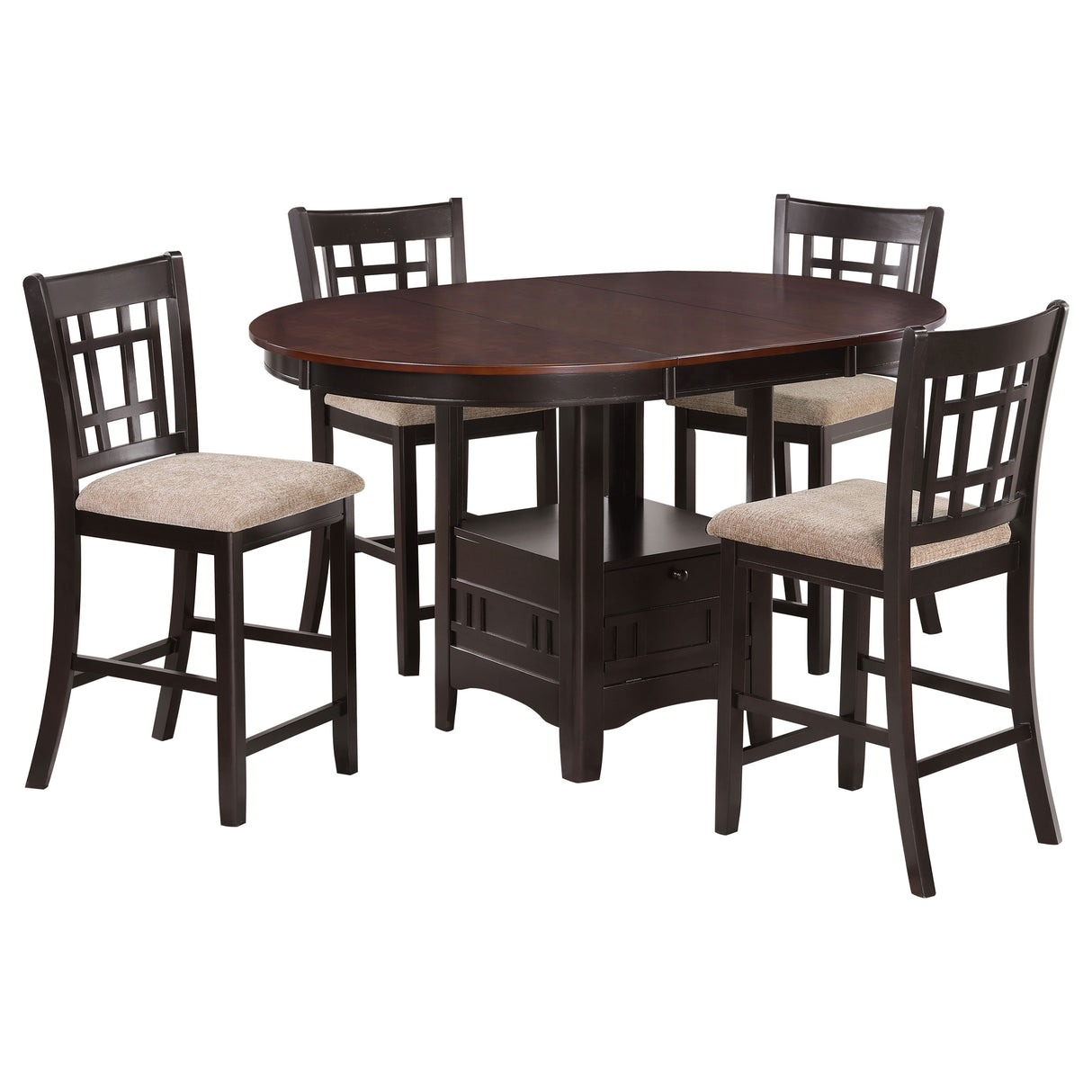 Lavon 5-Piece Oval Counter Height Dining Set Light Chestnut