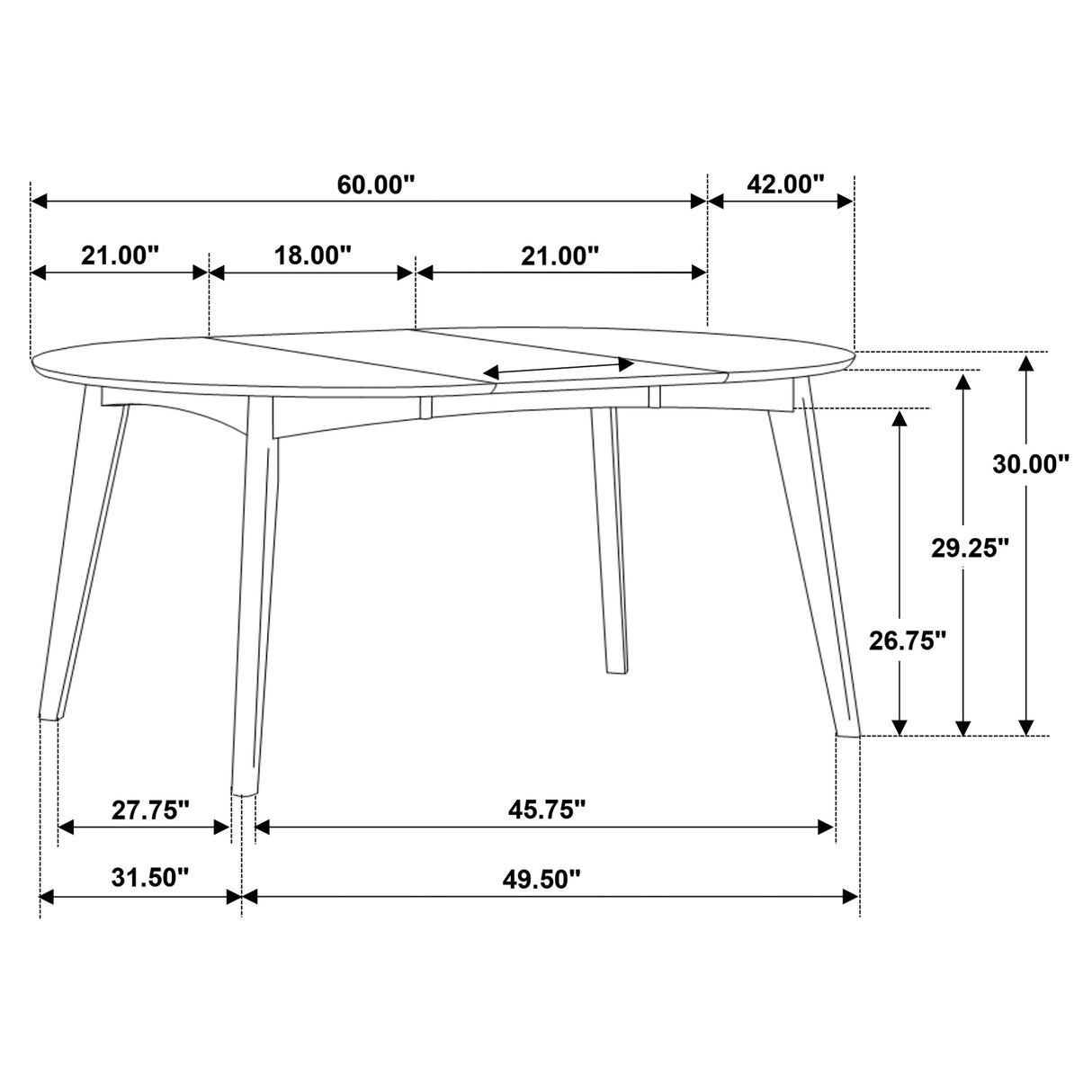 Jedda Oval 60-inch Extension Dining Table Dark Walnut