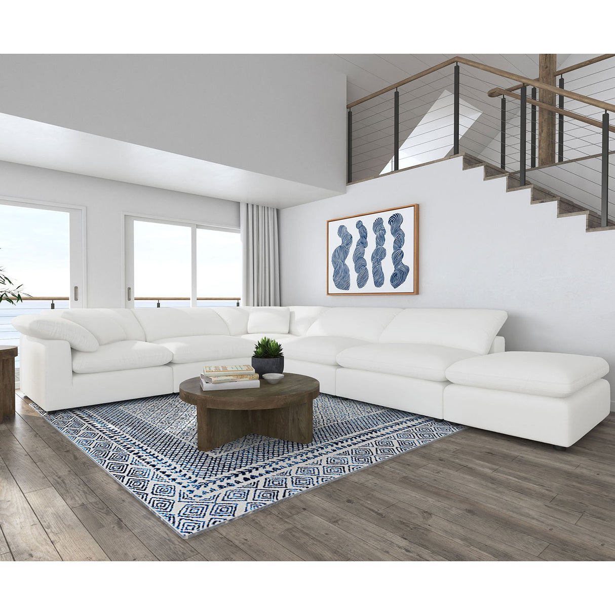 Segoura - 6 Piece Upholstered Modular Sectional With Ottoman - Ivory