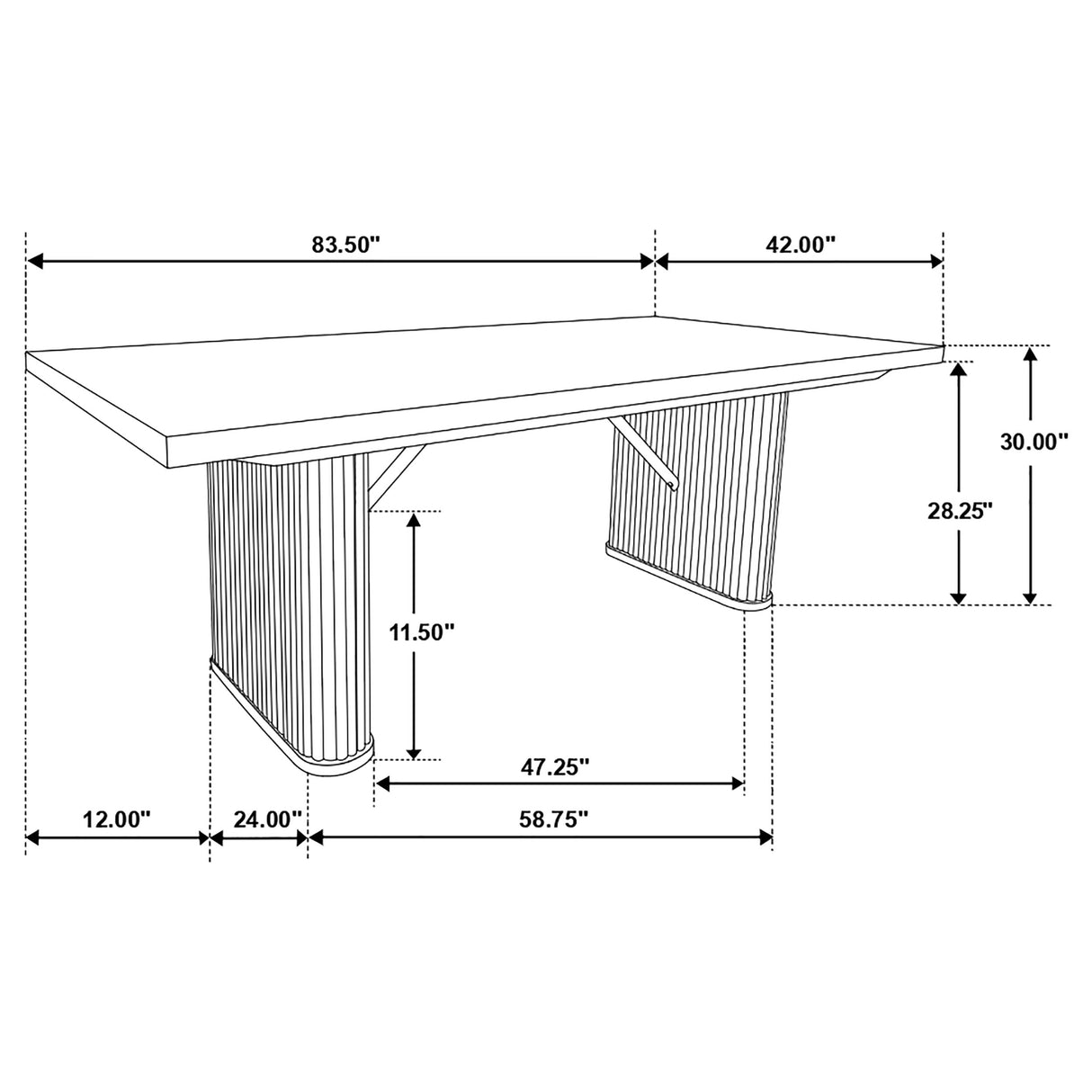 Catherine Rectangular 84-Inch Wood Dining Table Black
