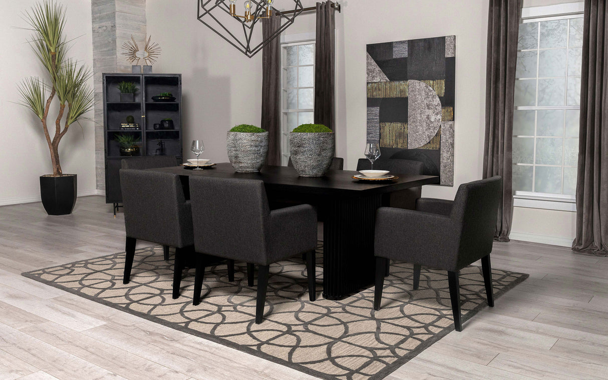 Catherine Rectangular 84-Inch Wood Dining Table Black