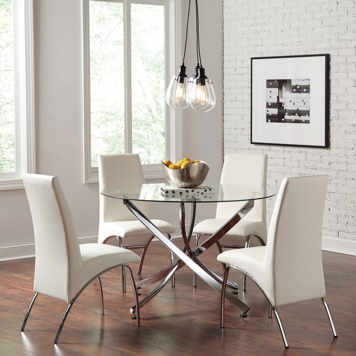 Beckham Round 46-Inch Glass Top Dining Table Chrome