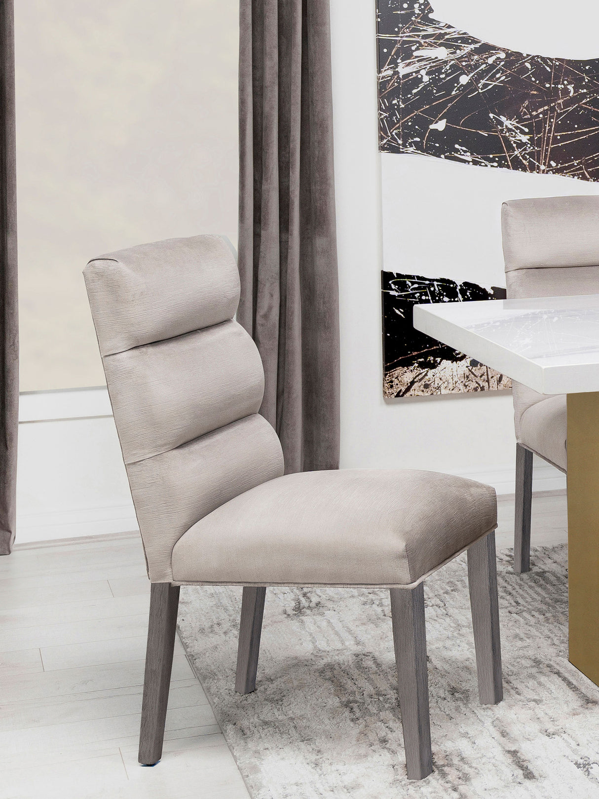Carla Velvet Upholstered Dining Side Chair Stone