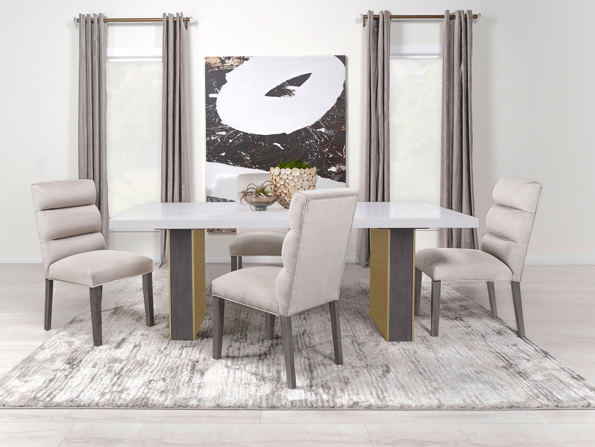 Carla Velvet Upholstered Dining Side Chair Stone