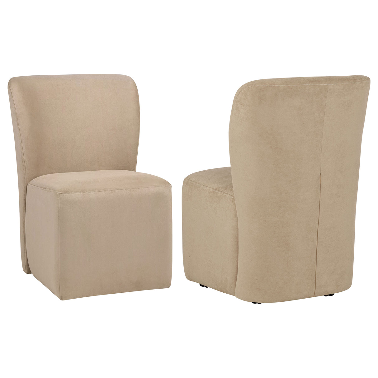 Jaelynn Tan Upholstered Parsons Dining Chair with Casters, Set of 2