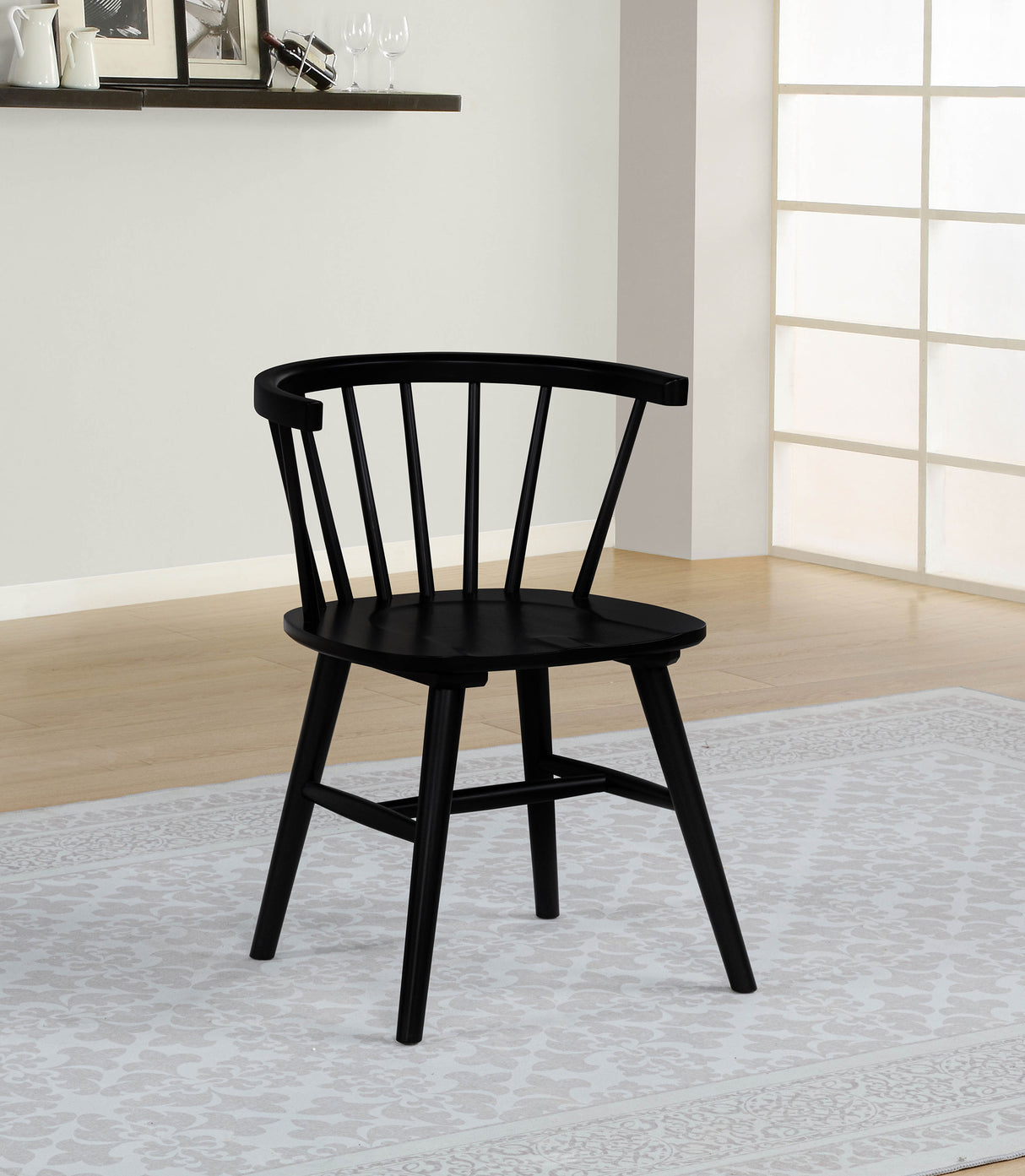 Jeffries Windsor Wood Dining Side Chair Black Set of 2