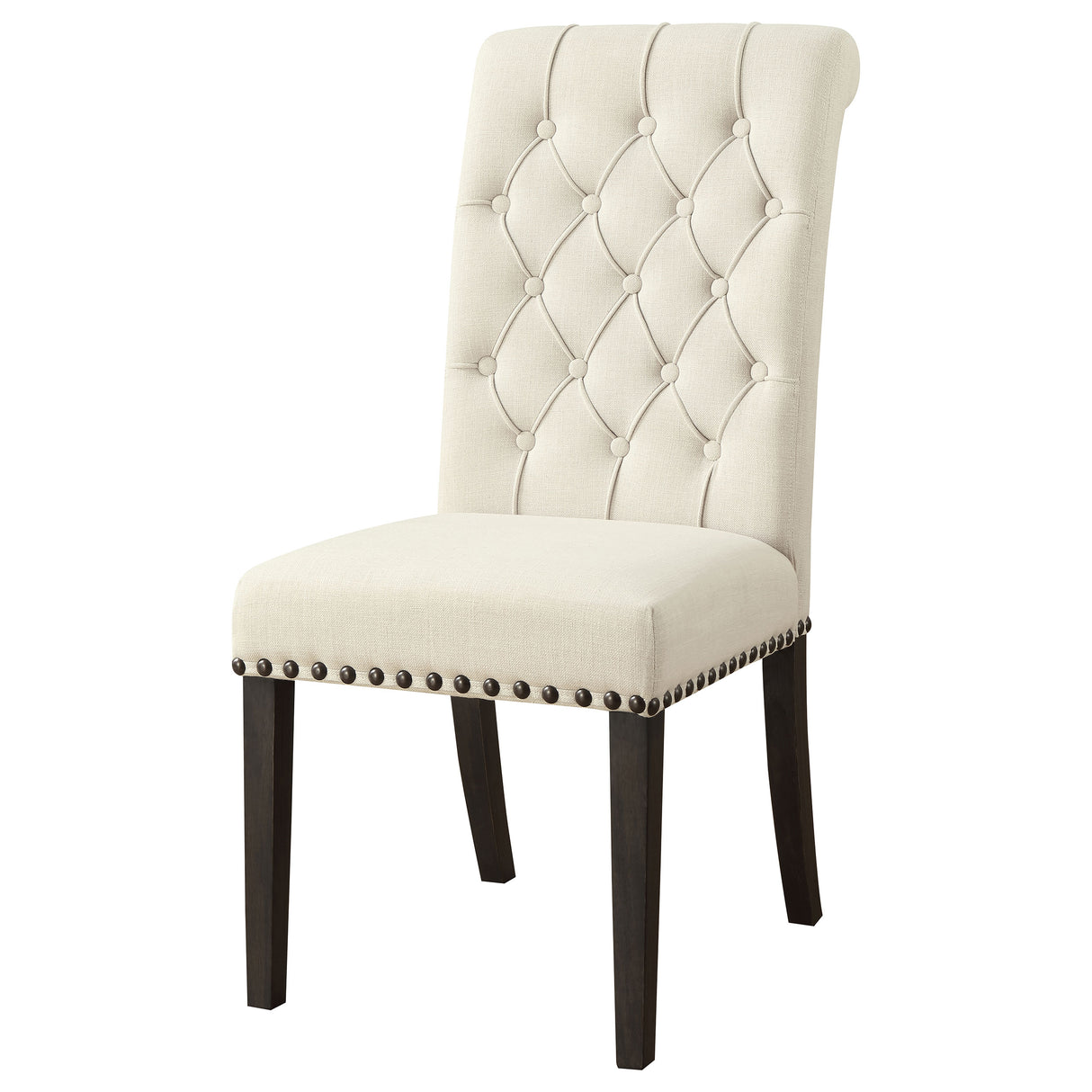 Alana Upholstered Dining Side Chair, Beige and Smokey Black