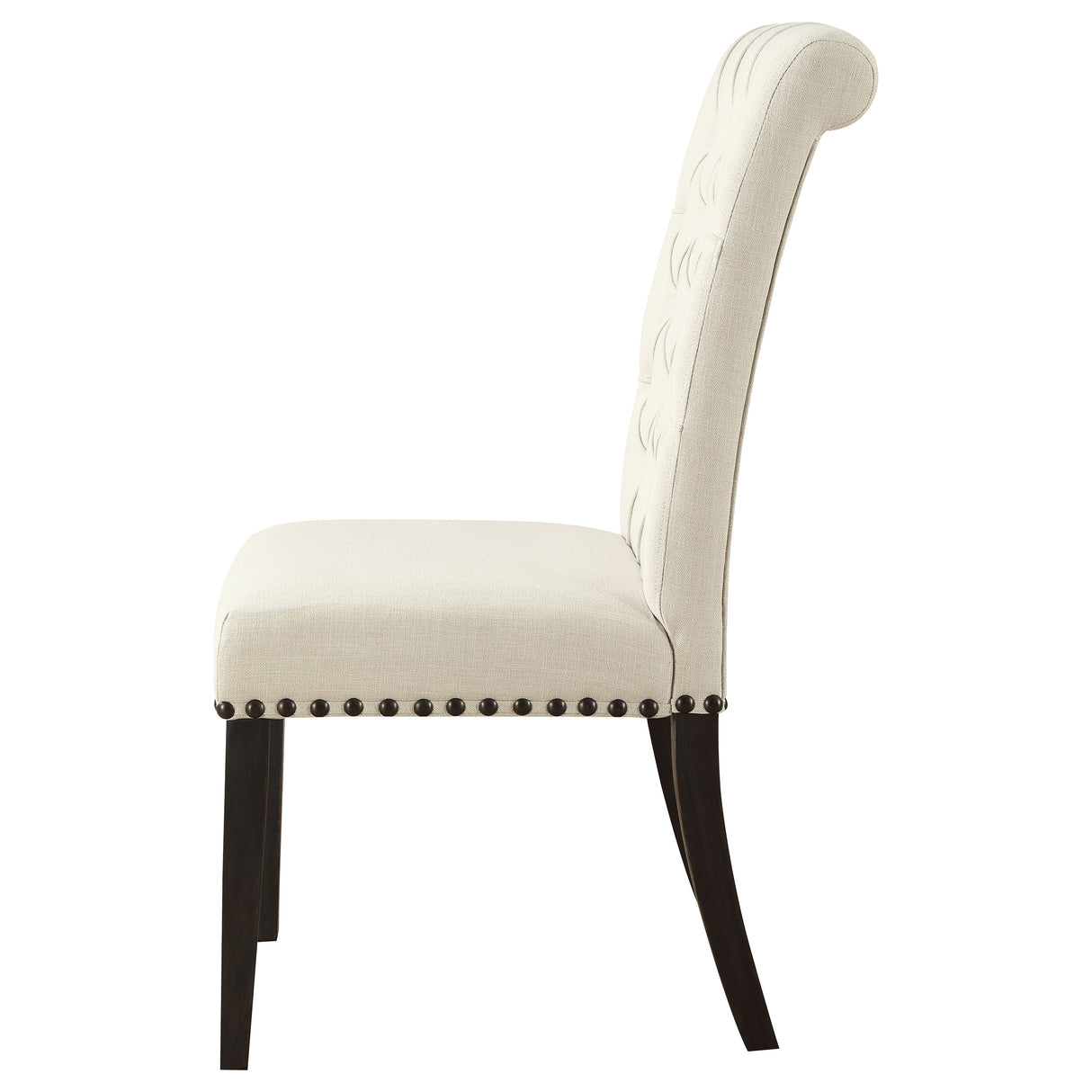 Alana Upholstered Dining Side Chair, Beige and Smokey Black