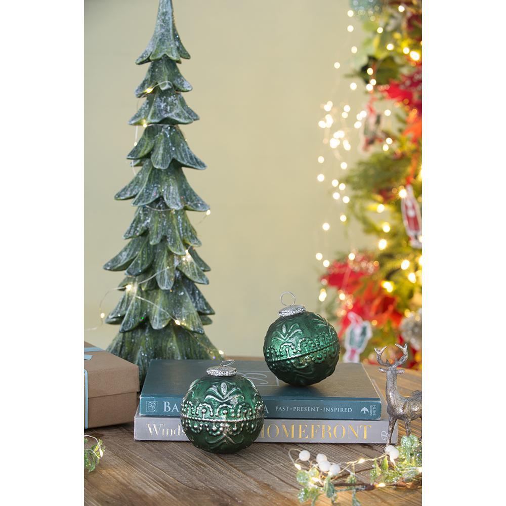 Christmas Ball Ornaments, Glass Decorative Hanging Ball Christmas Tree Ornaments, For Holiday Party Decorations (Set of 6) - Green