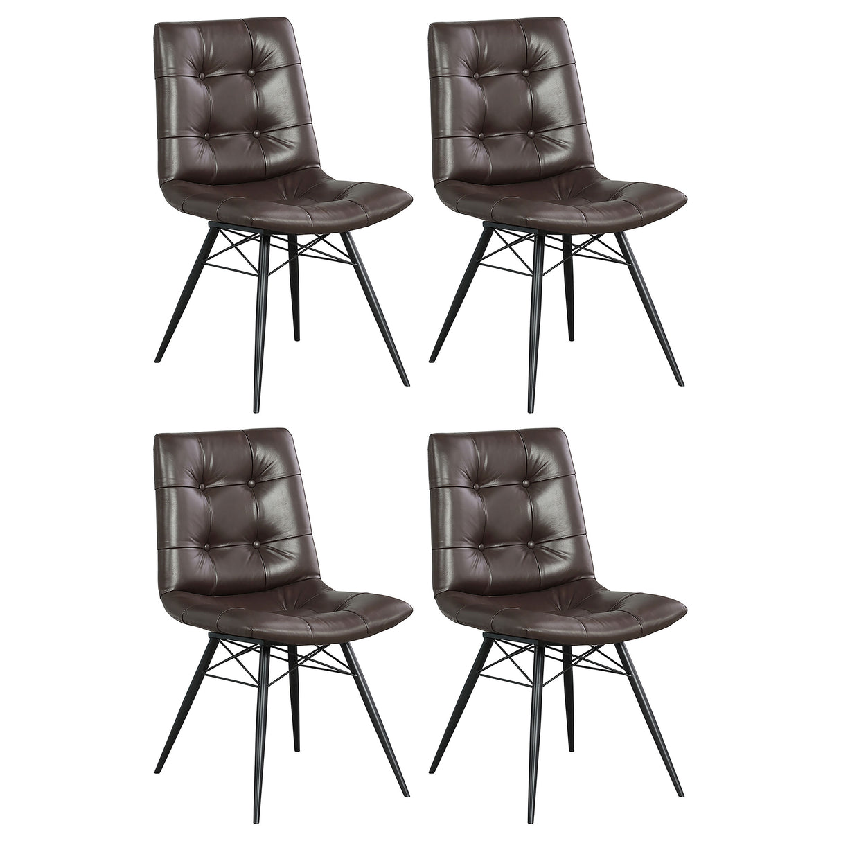 Aiken Faux Leather Dining Chair, Dark Brown (Set of 4)