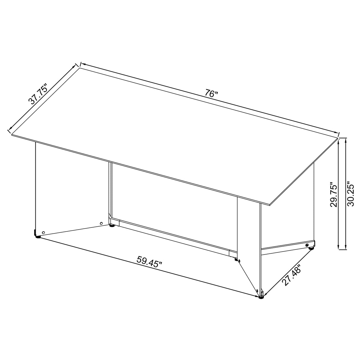 Emery 76-Inch Rectangular Mirrored Dining Table