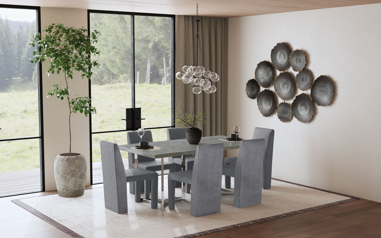Sterling 72-Inch Grey Faux Marble Dining Table