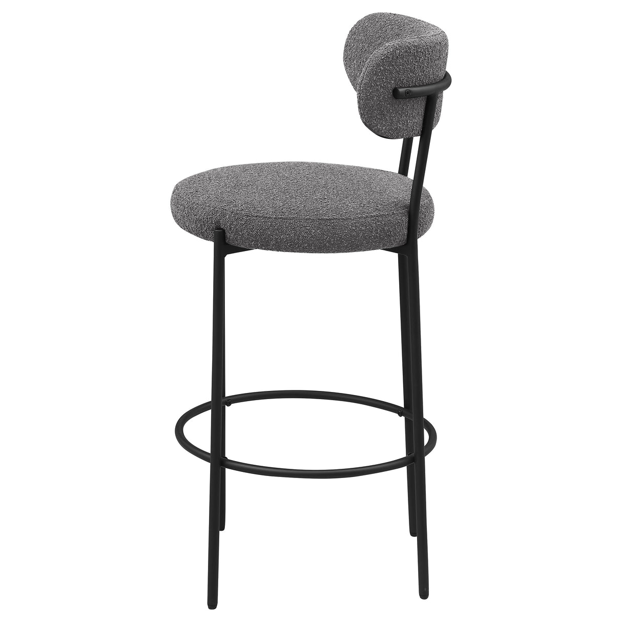 Viola Grey Boucle Upholstered Bar Stools, Set of 2