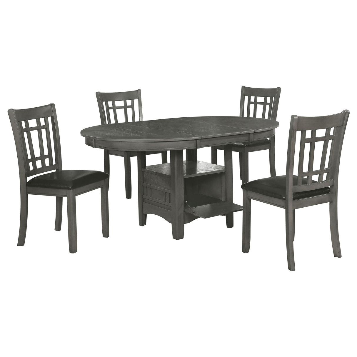 Lavon 5-Piece Oval Extension Dining Set, Medium Grey