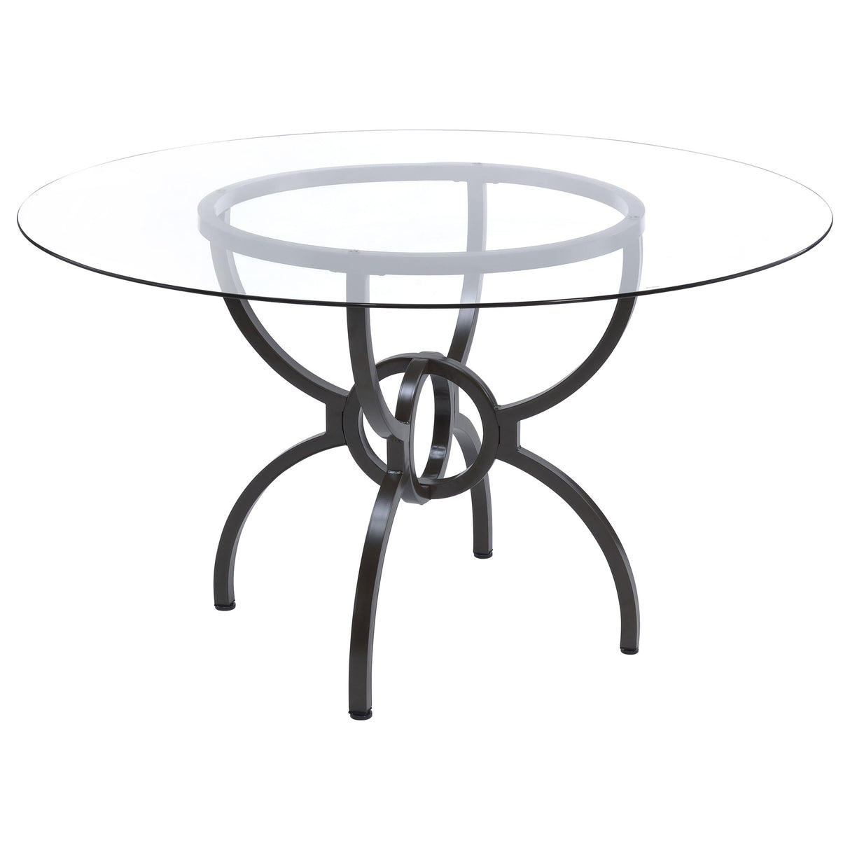 Aviano Round 48-Inch Glass Top Dining Table - Gunmetal