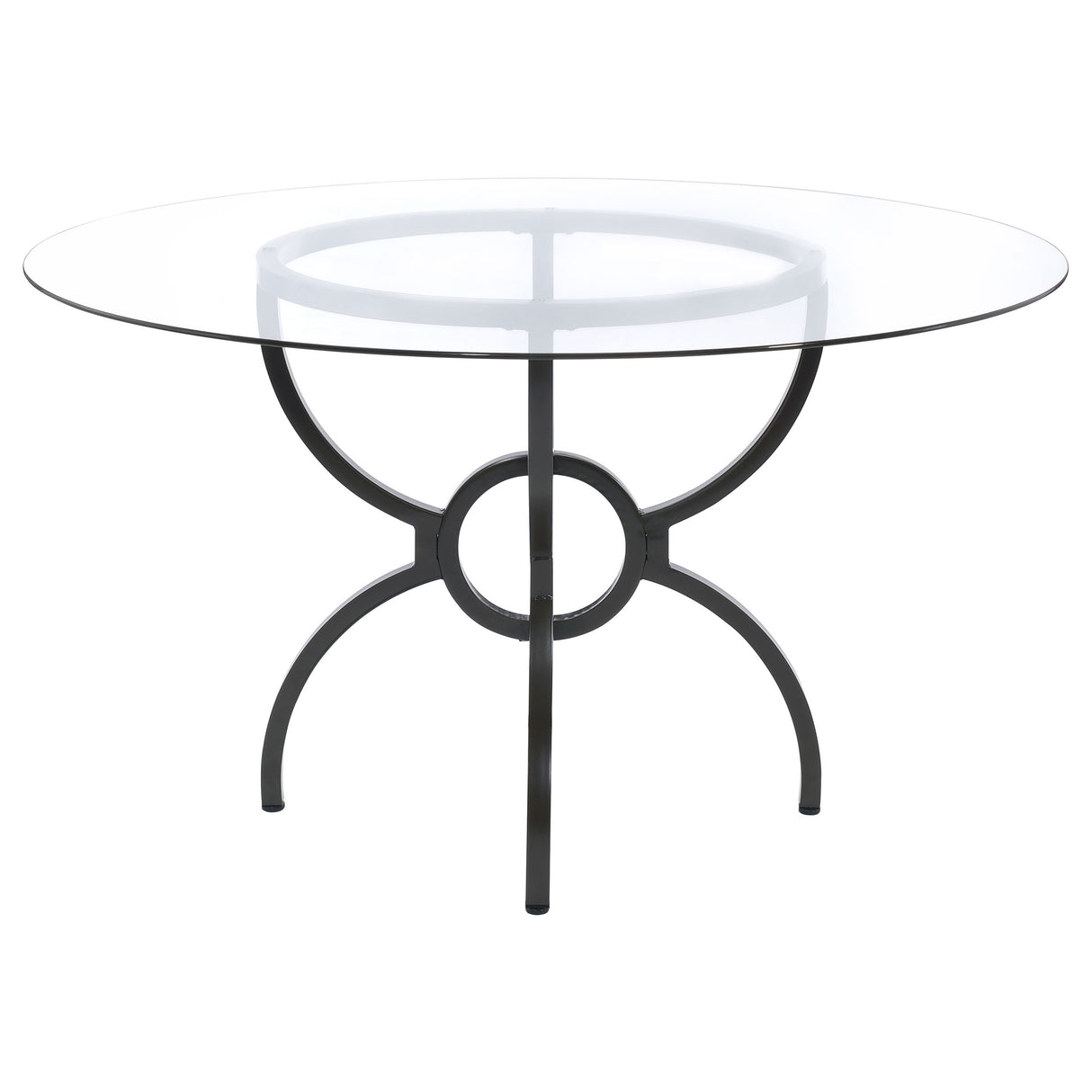 Aviano Round 48-Inch Glass Top Dining Table - Gunmetal