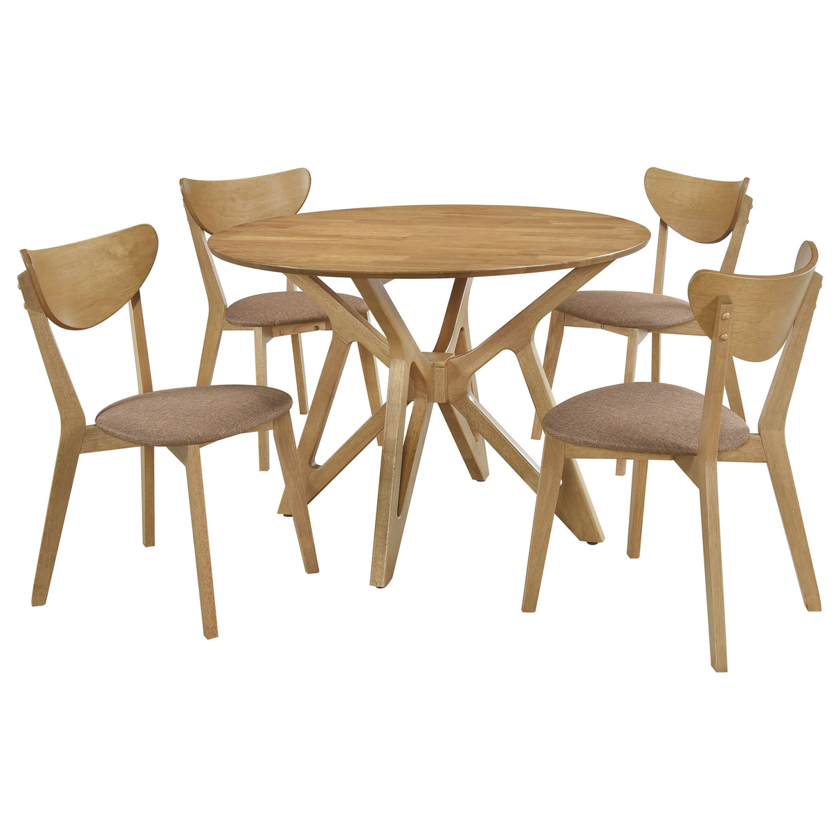 Elowen 5-Piece Round Dining Set, Light Walnut