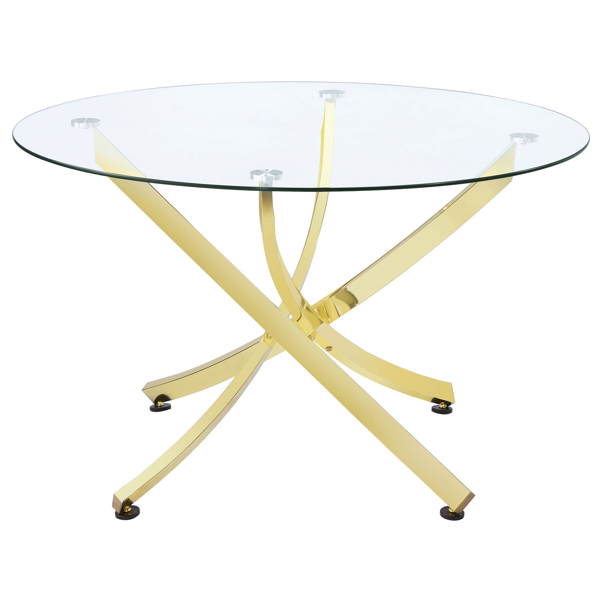 Beckham Round 46-Inch Glass Top Dining Table, Brass