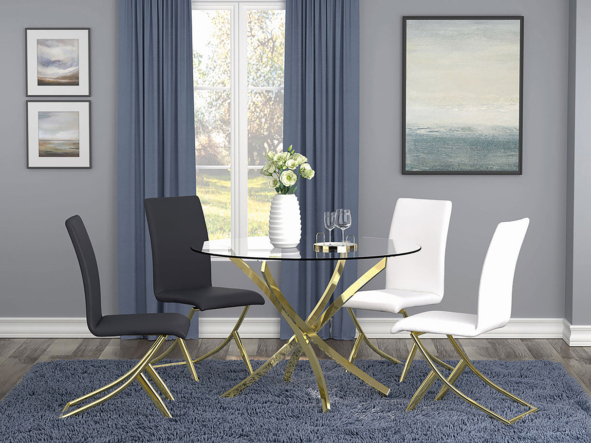 Beckham Round 46-Inch Glass Top Dining Table, Brass