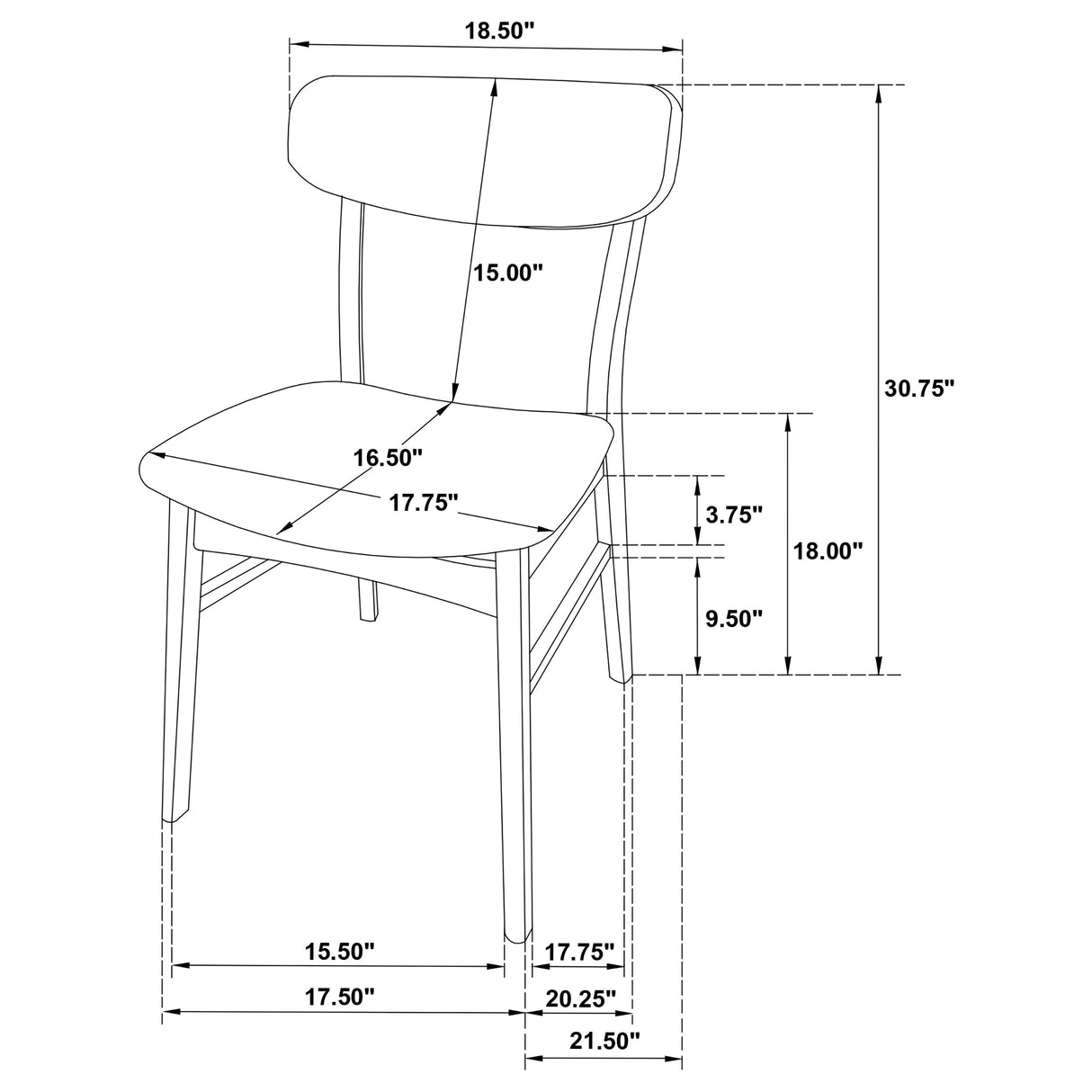 Dortch Dining Side Chair Walnut and Brown, Set of 2