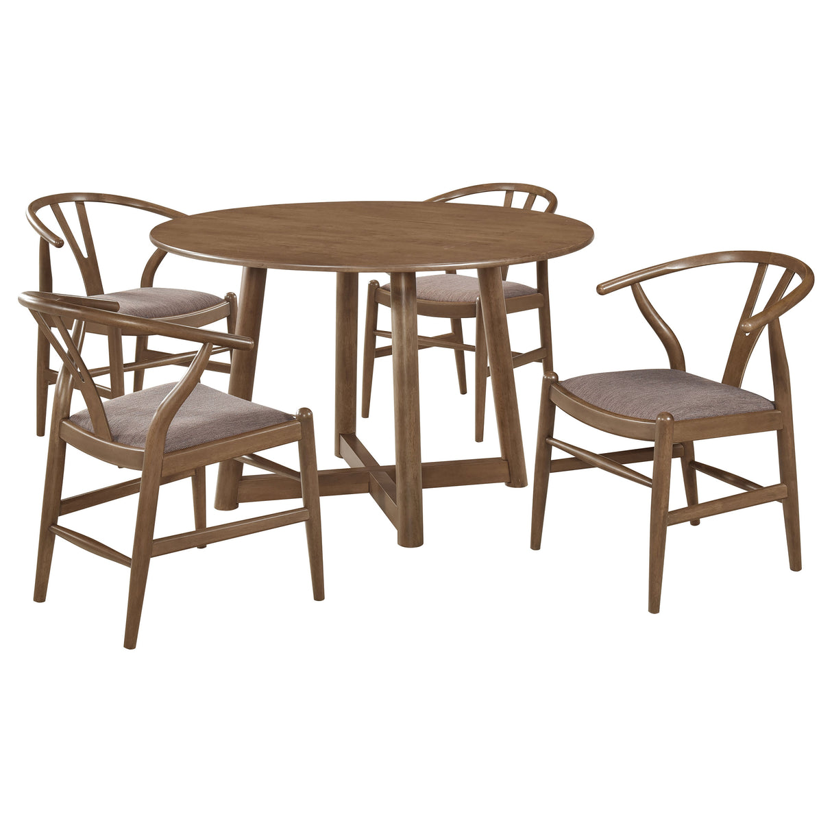 Dinah 5-Piece Round Walnut Dining Set