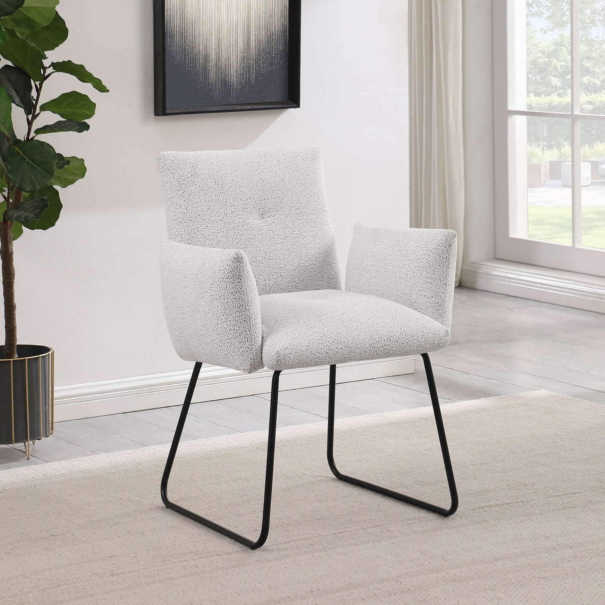 Ackland Upholstered Dining Arm Chair Light Grey Set of 2