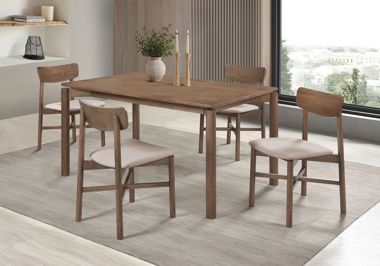 Parkridge 5-Piece 59-Inch Wood Dining Set, Natural Walnut