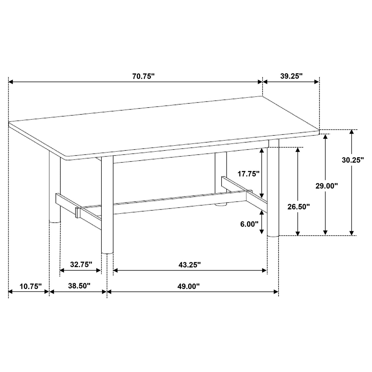 Crestmore 71-Inch Rectangular Walnut Dining Table