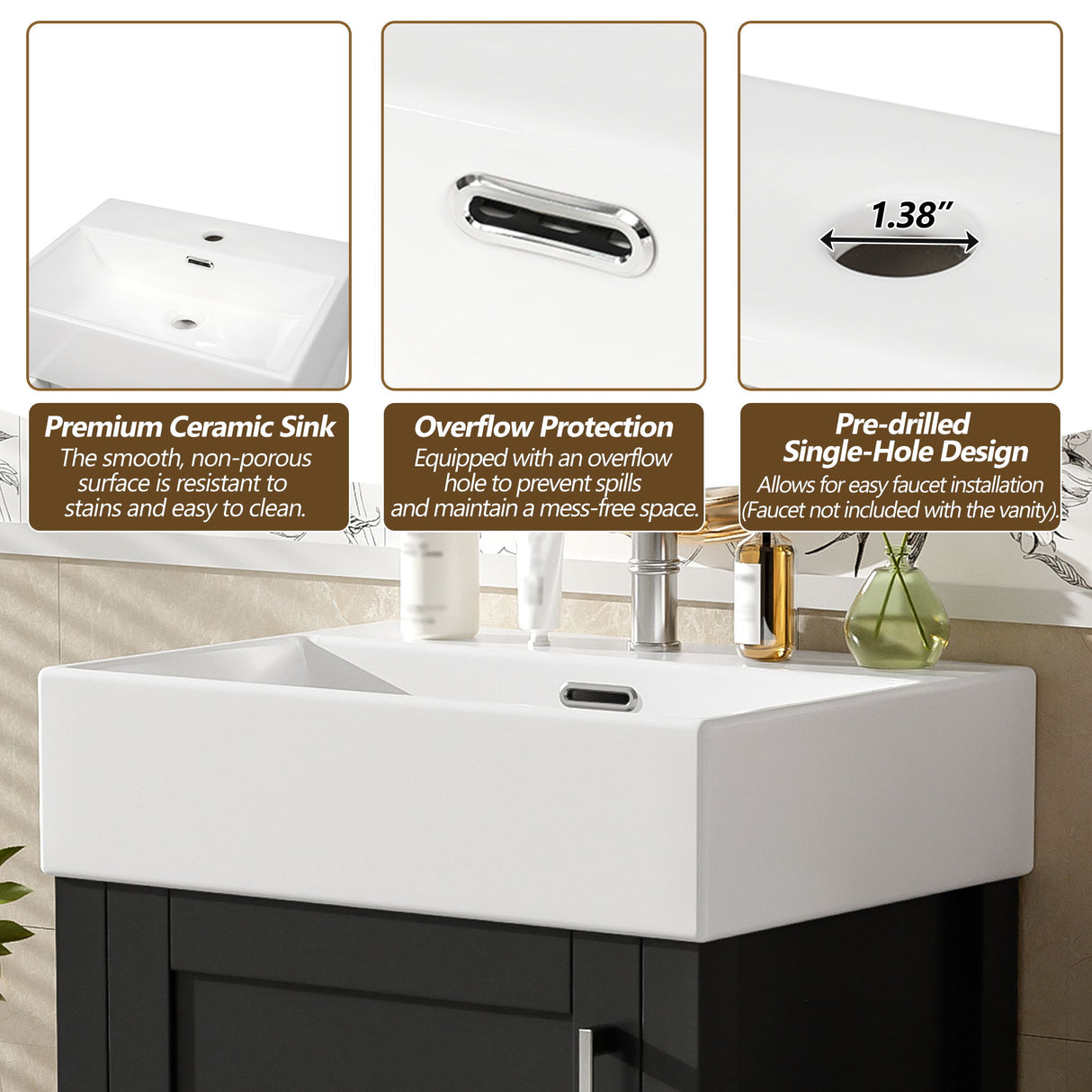 Bathroom Vanity With Sink, Frame And Drawer