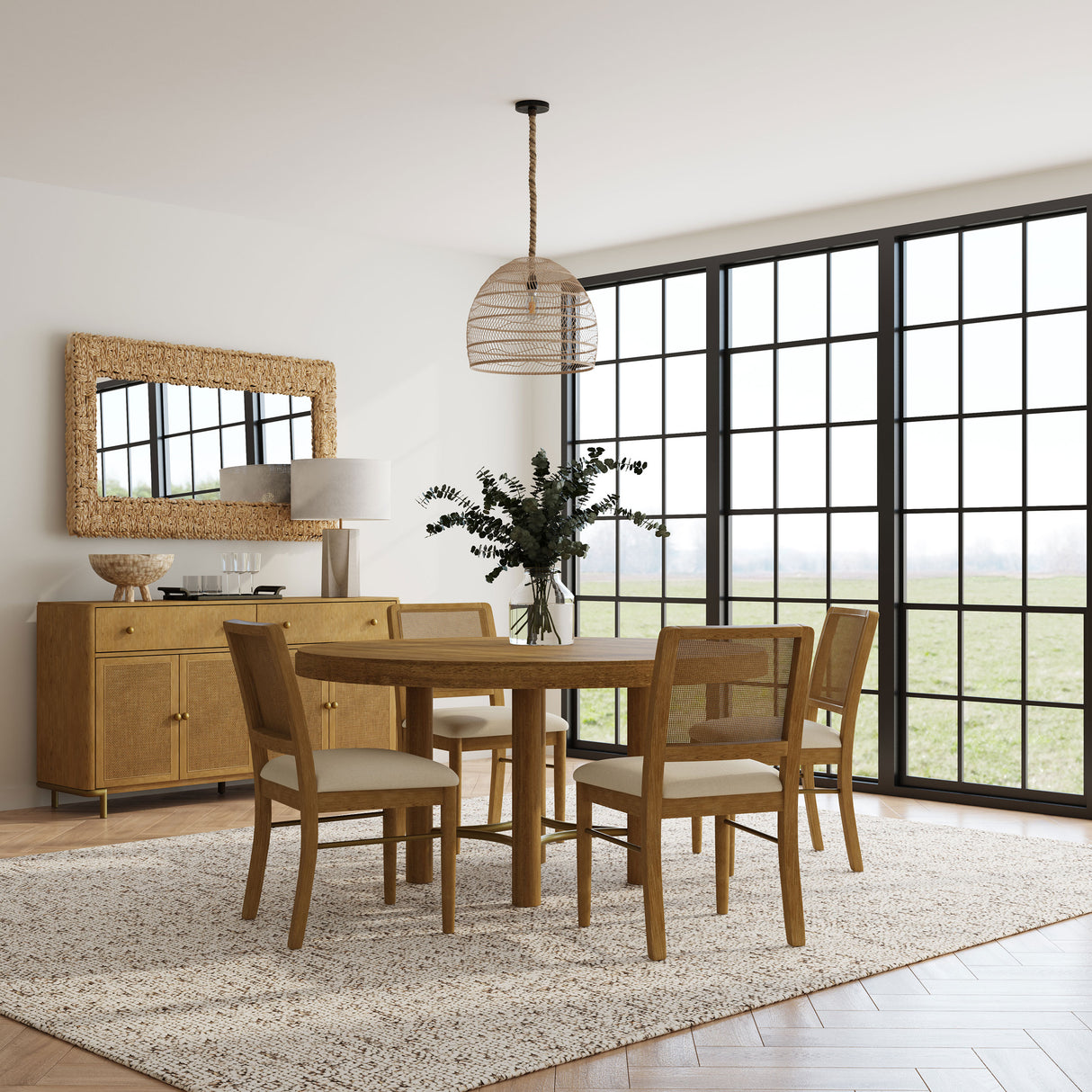 Arini 5-Piece Round Dining Set - Sand Wash