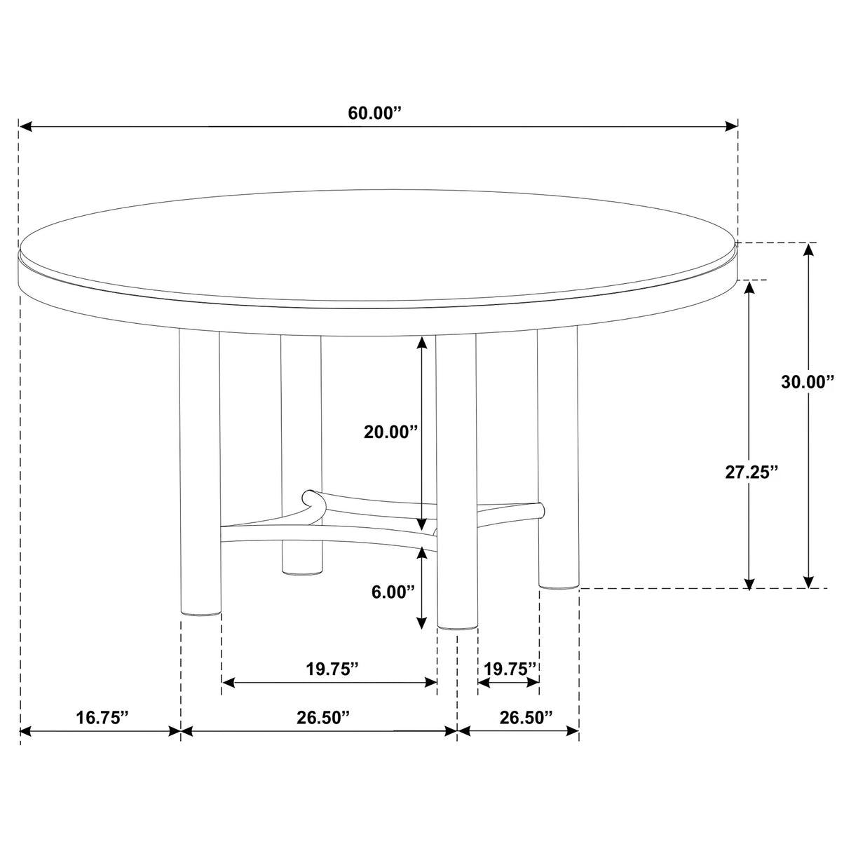 Arini 7-Piece Round Dining Table Set Sand Wash and Black