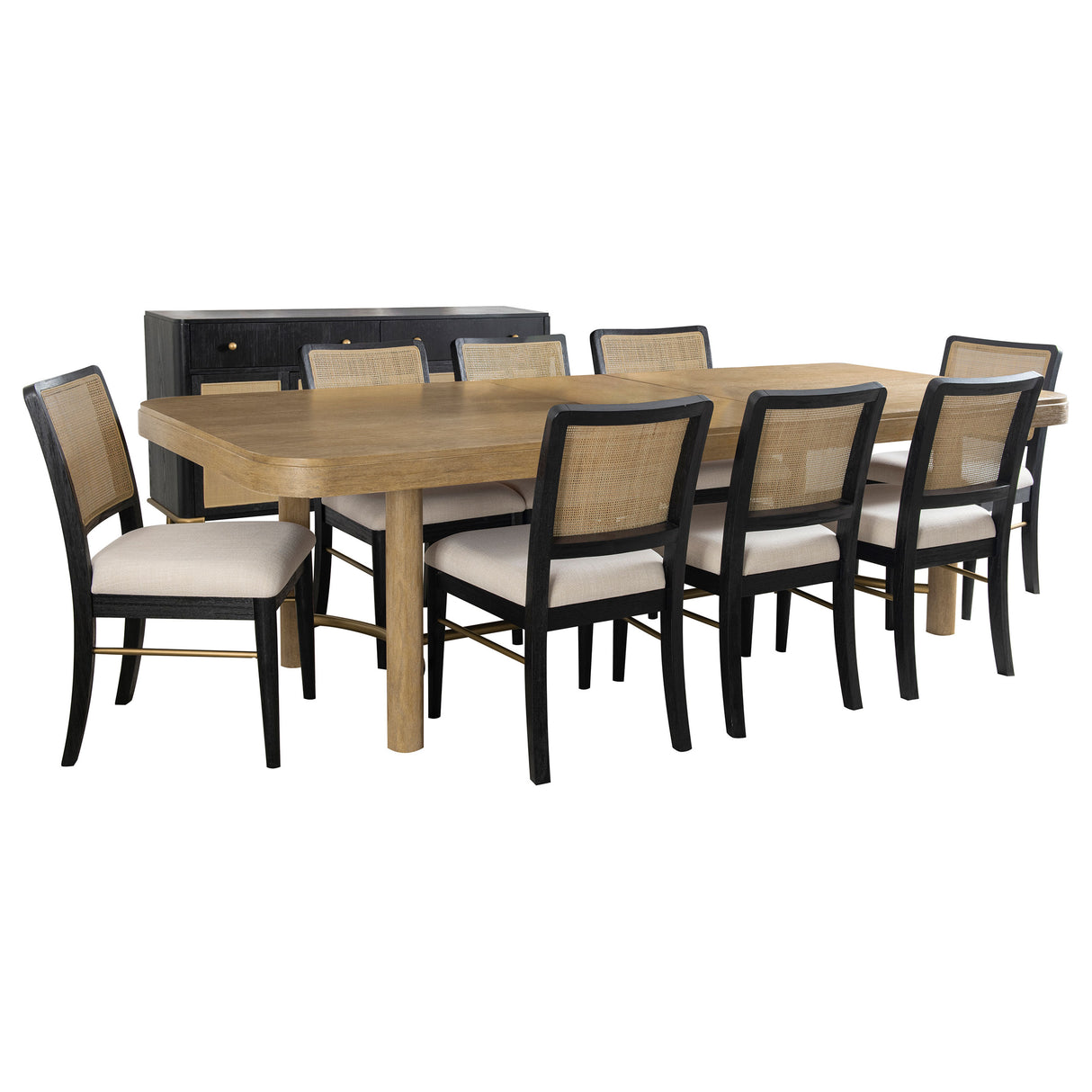 Arini 9-Piece Extension Dining Set Sand Wash and Black