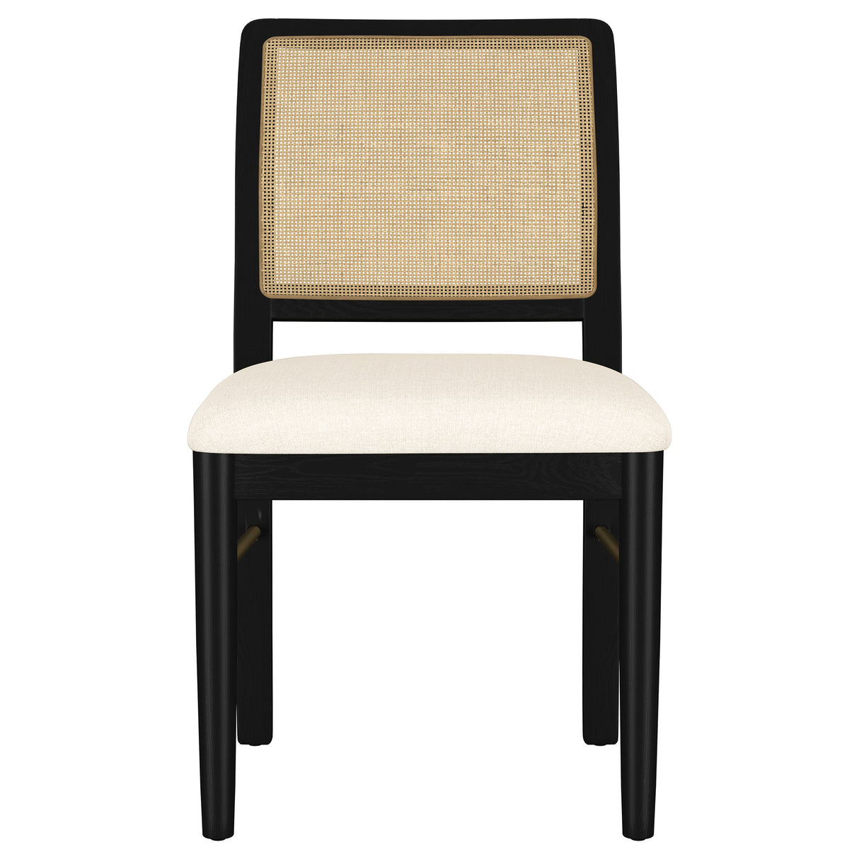 Arini Rattan Cane Dining Side Chair, Cream and Black (Set of 2)