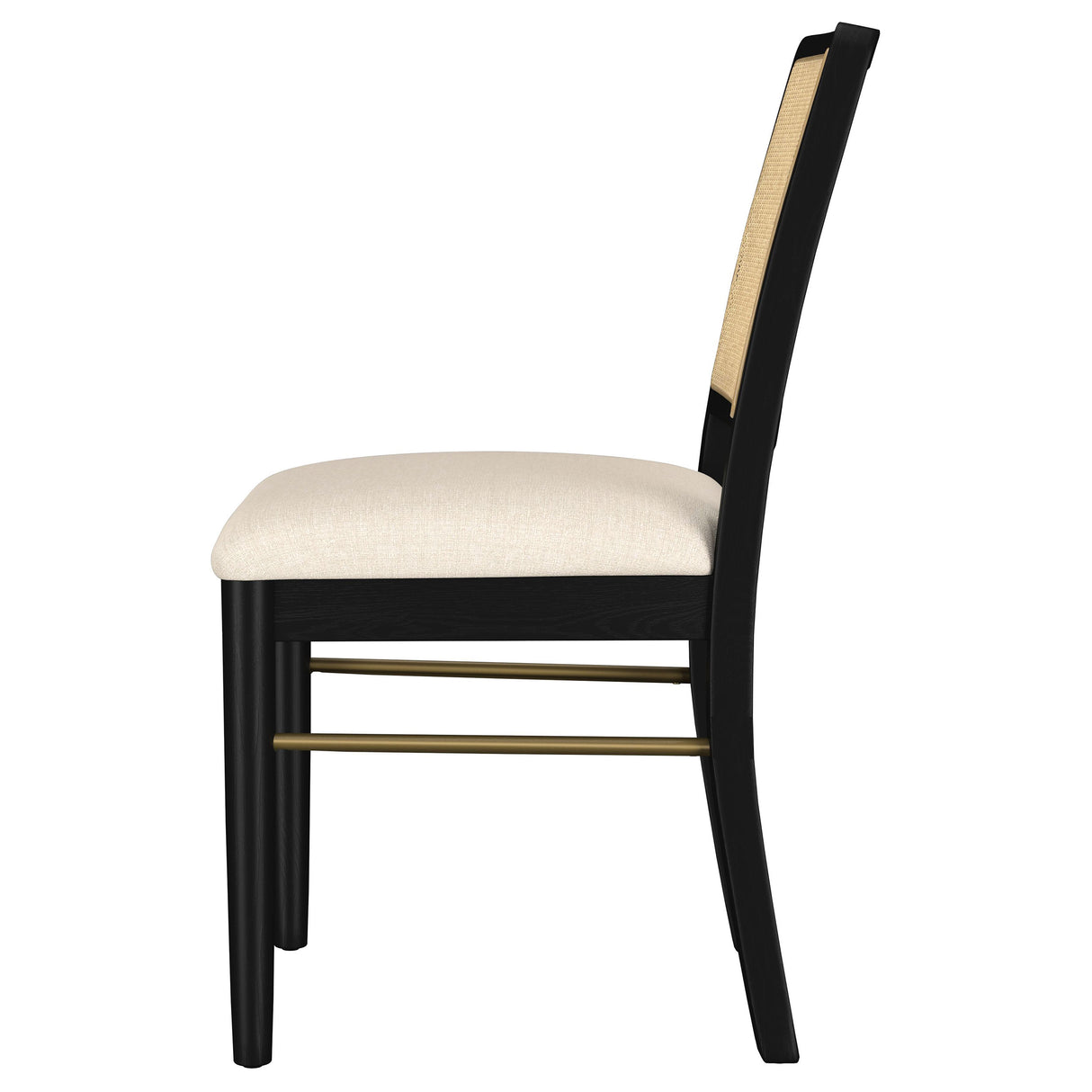 Arini Rattan Cane Dining Side Chair, Cream and Black (Set of 2)